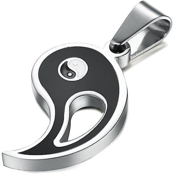 2 stk. Yin Yang vedhæng halskæde i rustfrit stål til mænd kvinder Puzzle Par halskæde, 22 tommer