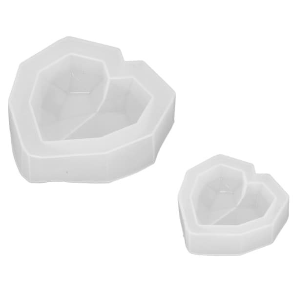 2 stk silikonform non-stick speil geometrisk hjerteform DIY krystall dråpelim silikonform smykker ornamenter