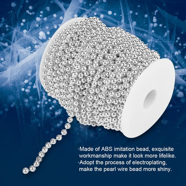 25 m/rulle Elektroplettering Perletråd Guirlande String DIY Bryllupsdekoration 6 mm (sølv)