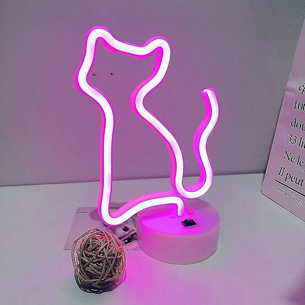 Kat Neon Väggdekor - USB/Batteridriven Nattlampa