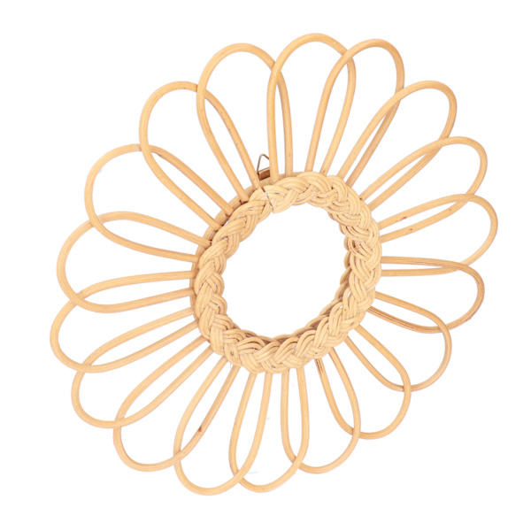 Rattan spegel retro rund hängande smink spegel väggdekoration spegel för badrum sovrum hotell