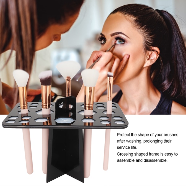 Sort 26 hullers makeup børste lufttørrende børsteholder Kosmetisk børste tørrestativ