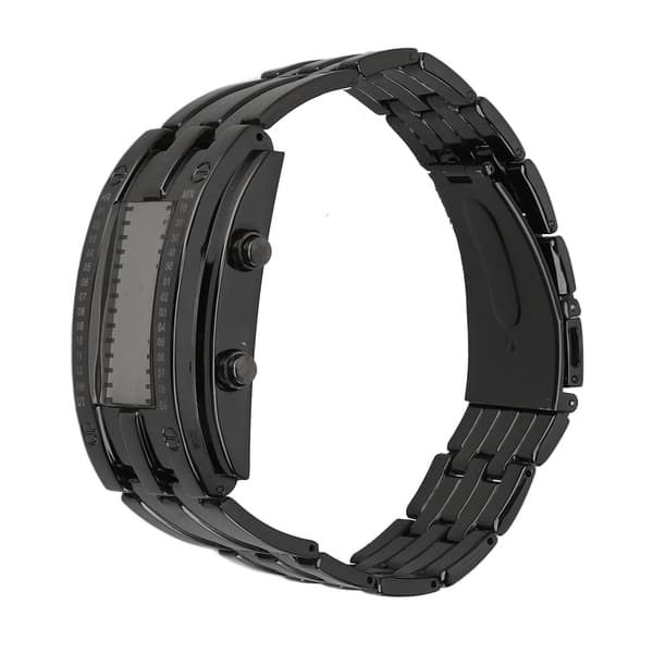 Dual Line Binary Watch Digital Blue LED Alloy Binary Mote Armbåndsur for Studenter Par Svart
