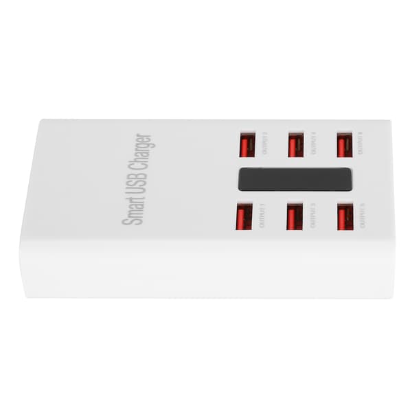 US-plugg 100-240V 6-ports USB Smart Distribution Hurtiglader 30W 5V/6A Ladeadapter