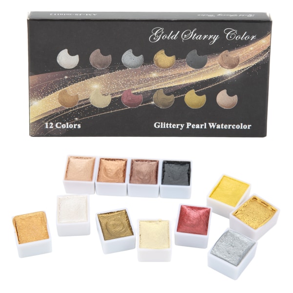12st Akvarellfärg Metallic Färgsystem Highlight Dimming Watercolor Set för konstmålning manikyr