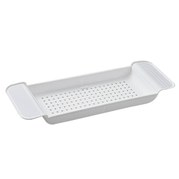 Badkarsbricka Stabil Placering Utdragbart Plastmaterial Dräneringsdesign Badkarshylla Badkarsbord för Badrum Vit