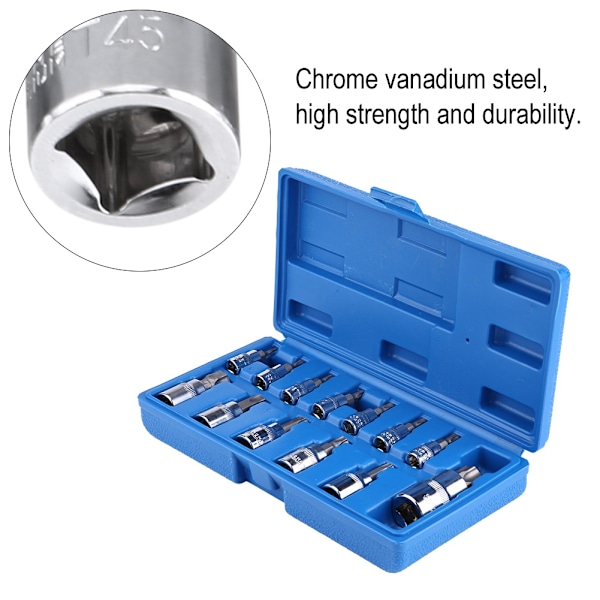 13-osainen Torx-tähtipäähylsysarja 1/2 tuuman, 3/8 tuuman ja 1/4 tuuman kiinnityksellä
