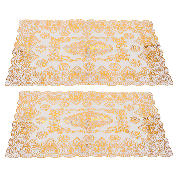 2ST 30cmx45cm PVC Bordsmatta Guld Placestabletter Koppunderlägg Pad Kök Bröllopsdekoration Stil 4