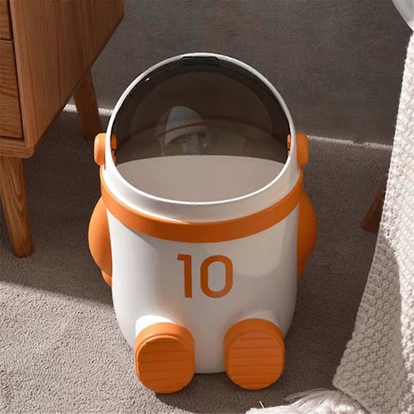 Soptunna med astronauttema, lock, stor kapacitet, ljusbrun