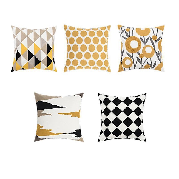 Sett med 5 stk. Superfine Putetrekk, 45 x 45 cm Putetrekk Sofa Bil Hjem Dekorativt Putetrekk
