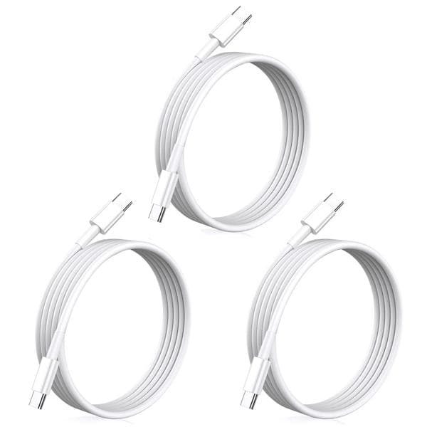3-pakke 2m USB-C-kabel for lading og dataoverføring iPhone 16, 15 iPad Mac Hvit White 3-PACK 2M laddkabel