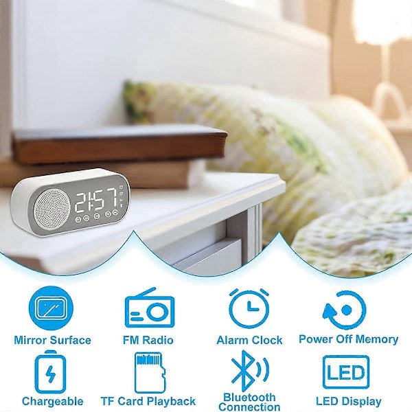 LED Digital Väckarklocka med FM-radio och Bluetooth-högtalare