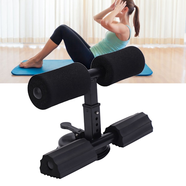 Sit Up Device Ergonomisk design Stor støtte abdominal træningsenhed med sugekop Sort