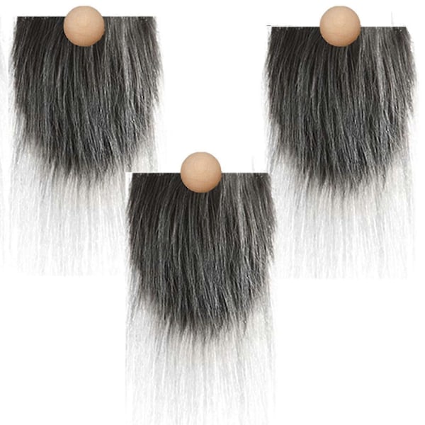 Tomtepärlor och falska skägg 6 st/set Fuskpäls Dvärgskägg Träpärla för Jul Plysch Tomtedocka Handgjord Diy Högkvalitativ Vit