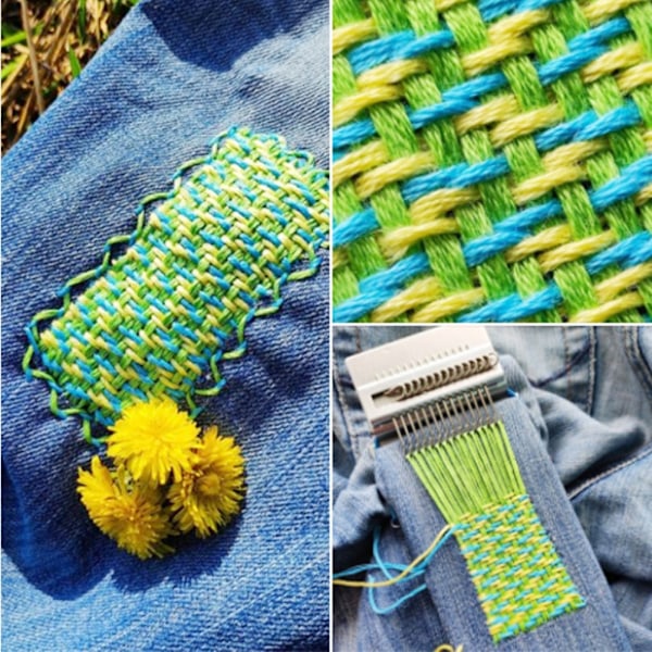 Darning Loom Liten Vävstol Kit Trävävverktyg DIY Vackra Vävkonster på Kläder Sockor