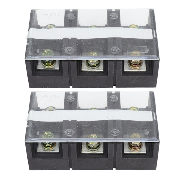 2stk Wire Barrier Block Terminal Strip 600V 100A TC Fast Jern Dual Rader Terminal Strip med deksel Svart 3 Posisjoner (1003)