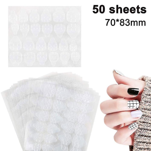 Transparent Double-sided Nail Glue Stickers - 50 Sheets