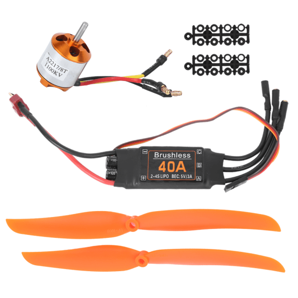 A2217 1100KV børsteløs motor 40A ESC SG90 9G Micro Servo 1060 Propell for RC Plane (1100KV Motor 40A ESC 9G Servo 1060 Propell)