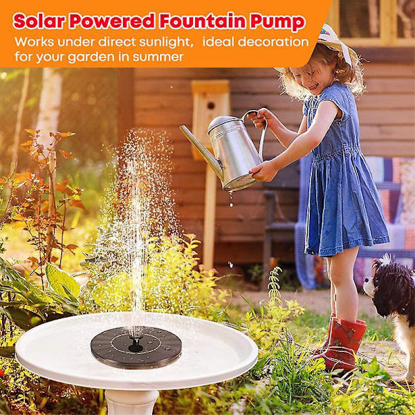 Solar flytande fontänpump med inbyggd 3,5W 1500mAh solpanel och 6 fontänstilar
