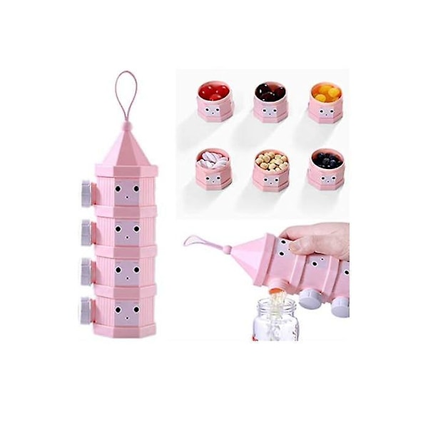 Bärbar rosa babyformuldispenser - 4-lagers stapelbar, perfekt för resor utomhus