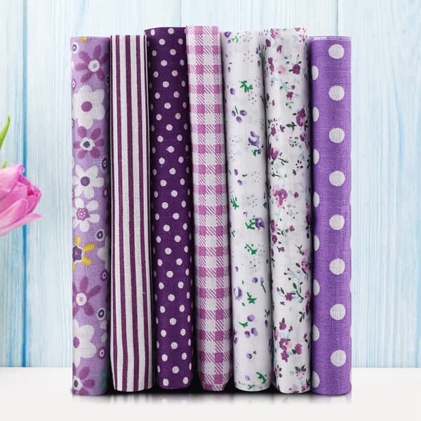 7 st 25*25 cm bomullstyg DIY blandade rutor förskurna sängkläder Duite Quarters Bundle (lila)