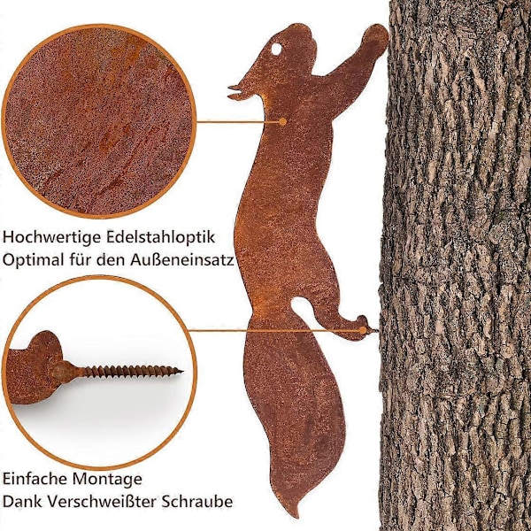 Egern - Metal Havepynt - 30 cm - Naturlig Rust Patina