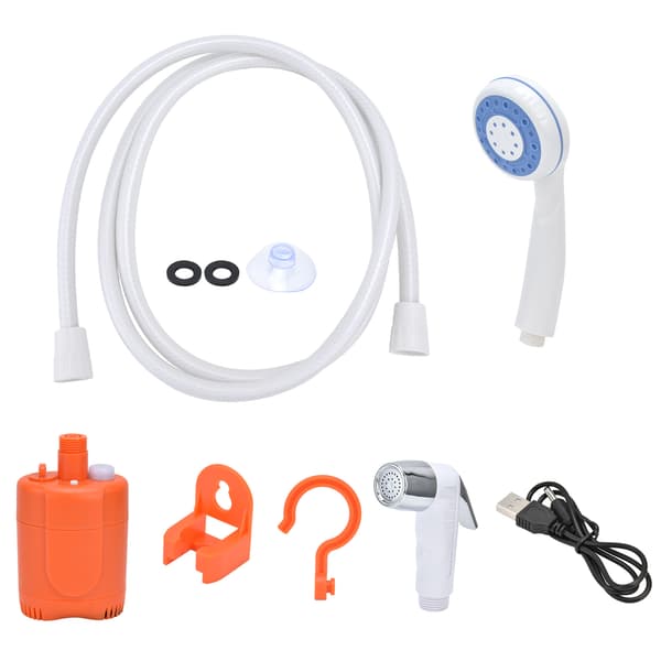Bärbart utomhusduschset Camping Duschpump Handhållen Spruta för Vandring Resor USB-laddning Orange