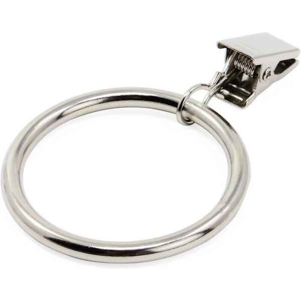 Rustfrie gardinringer med klips - 20-pakning, indre diameter 38mm