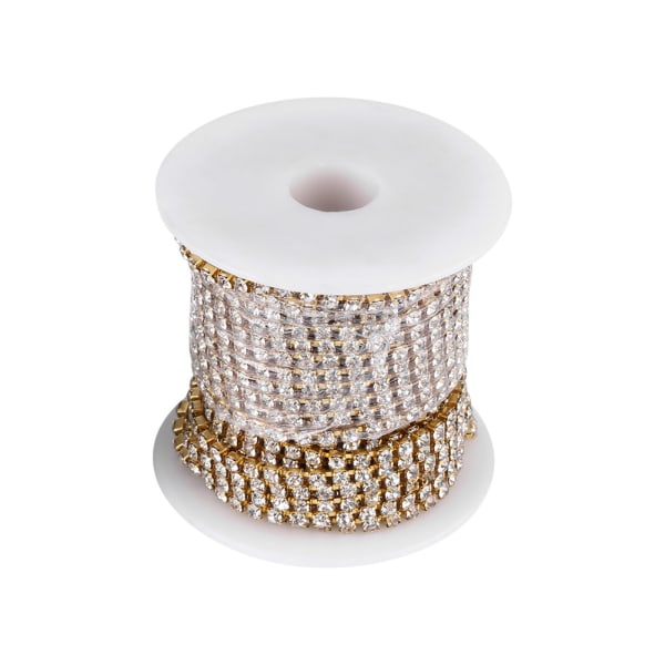 Klart glas Rhinestone Cup Kæde Krystal syningstilbehør dekoration (guld)