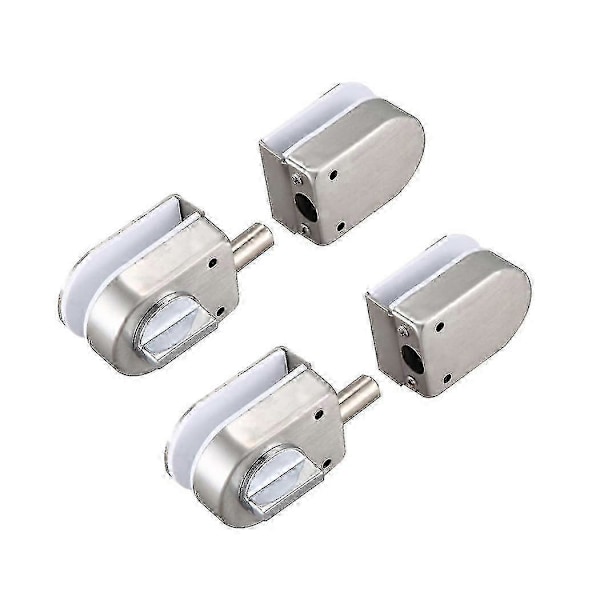 2x Rostfritt stål, glasdörrlås/regel, 138a, utan borrning, för dubbel glasdörr, ram