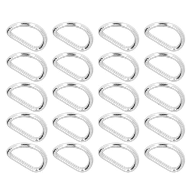 20 stk. D-ringe Blanke Komfortable Holdbare Bærbare DIY Fremstilling Kompakte Praktiske Taske Spænder til Armbånd Sølv 3,8x25x15mm