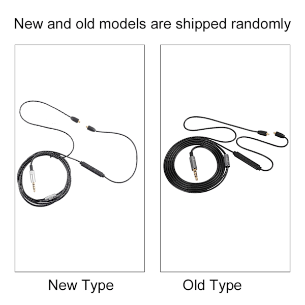 Erstatningsoppgraderingslydkabel 3,5 mm Jack for MMCX-kontakt SE215 SE425 SE535 Hodetelefoner Svart