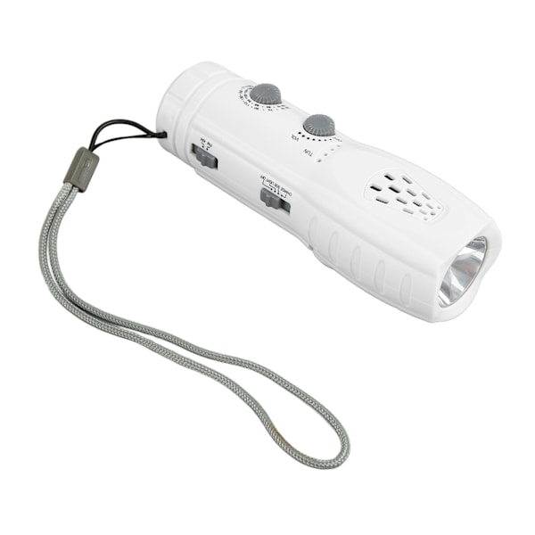Handvev ficklampa radio bärbar multifunktionell support AM FM SOS larm ficklampa radio för hem utomhus vit