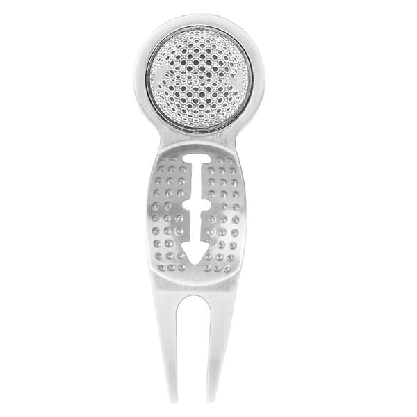 Golf Divot Reparationsverktyg i Zinklegering med Magnet och Markeringslinje för Träningsövning (silver)