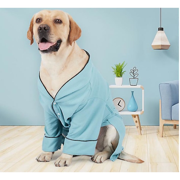 Hundbadrock Pyjamas Husdjur Spa Torkrock Sovkläder för Liten Mellanstor Hund L