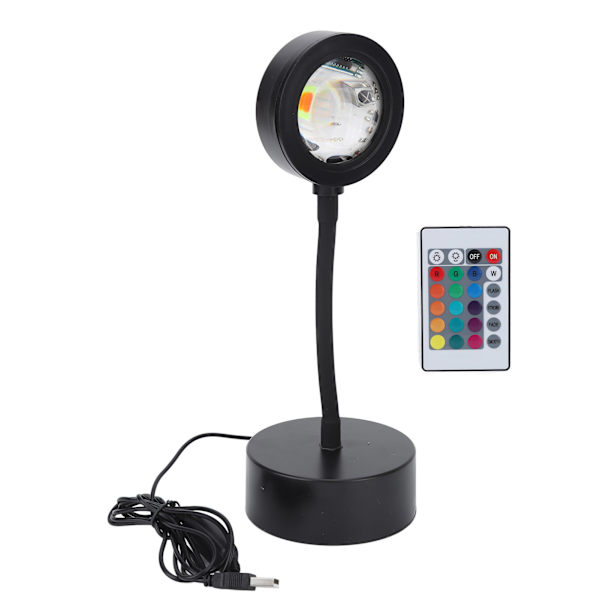 Solnedgangsprojektionslampe 64 farver 360 graders slange USB-stik Fjernbetjening Sollyslampe til rumindretning