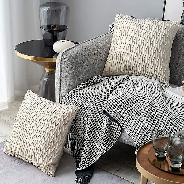 Velour Pudebetræk 45*45cm til Stue Sofa, Sæt med 2 Ensfarvede Firkantede Pudebetræk Soveværelsesdekoration