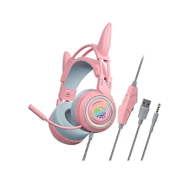 Gaming Headset Kablet RGB LED Hodetelefoner Stereo Med Mikrofon For PC Stasjonær & Laptop