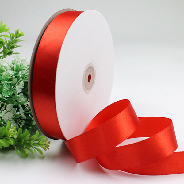 Presentförpackningsband 99,5yd Längd 1,0in Bredd Flexibel Polyester Röd Satängband för Dekoration DIY Hantverk