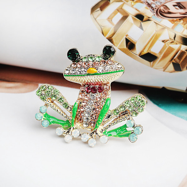 Groda Emalj Rhinestone Brosch Nål - Modeaccessoar för Kvinnor och Män
