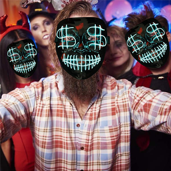 Halloween LED Cosplay -naamio EL-johtovalo naamio Halloween-festivaaliin