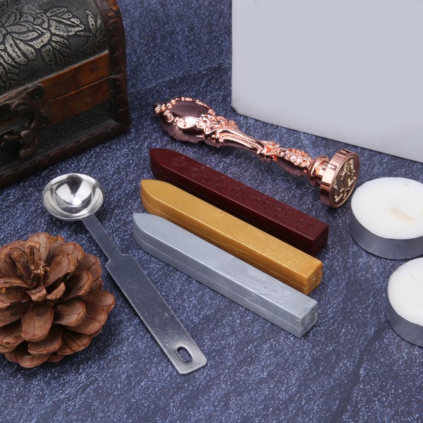 Retro Wax Seal -leimasinsarja vaihdettavalla messinkikahvalla - Rose Golden Head
