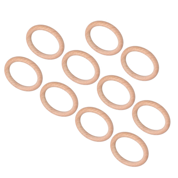 10 stk. Ubehandlede tre ringer i tre for håndverk, smykker og babytenner 4 cm