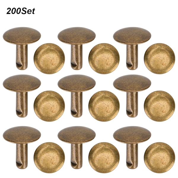 200 set dubbla locknit rund nitar spik järn jeans knapp läder skor väskor kläder 10x10mm brons