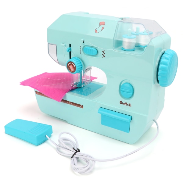 Bærbar symaskine mini symaskine med pedalkontakt til begyndere børn fra 3 år og derover