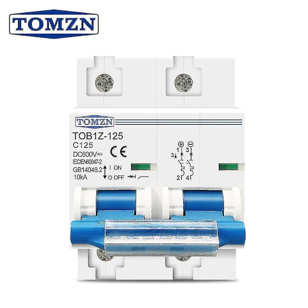 2P 80A 100A 125A DC MCB 600V Afbryder til PV-system C-kurve: Forbedret DC-afbryder til pålidelig PV-systembeskyttelse125