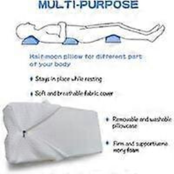 Halvmåne fodstøtte, memory foam fodstøtte pude, hvid