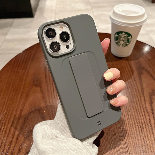 Silikonstötsäkert mjukt skal för iPhone 14 Pro Max/14 Pro/14 Plus/14 - Handledsrem Handhållare Fodral Grå för 14