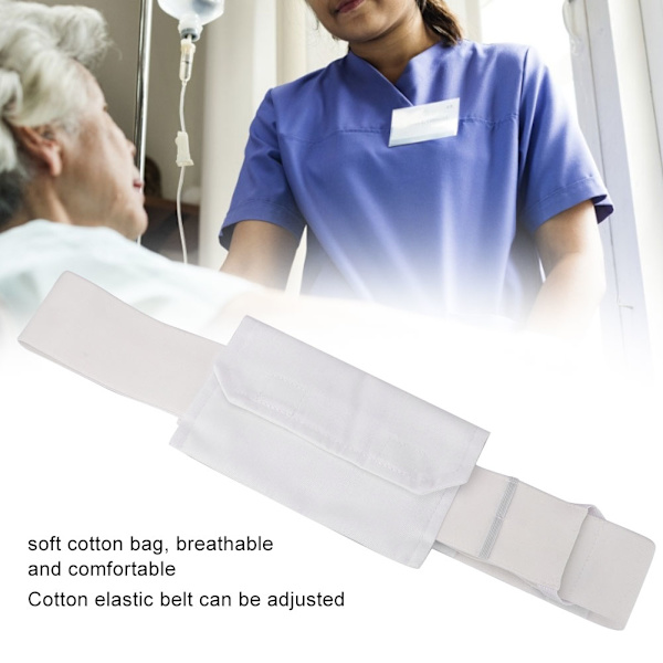 Peritoneal Dialyse Kateterbelte Pasient Justerbart Peritonealrør Beskyttelsesbelte med Pose Hvit