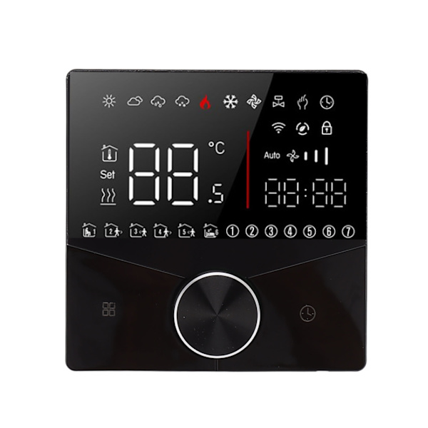 Smart termostat drejeknap design LCD farve display panel digital termostat til sauna rum gulvvarmesystem sort